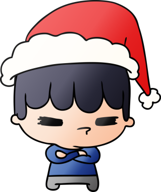 Bir insan tarafından çizilmiş Kawai çocuğunun el çizimi gradyan çizgi filmi.