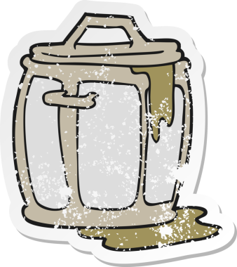 Bir insan tarafından çizilmiş kirli çöp tenekesinin gerilimli yapıştırması.