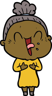 Bir insan tarafından çizilmiş mutlu yaşlı kadın çizgi filmi.