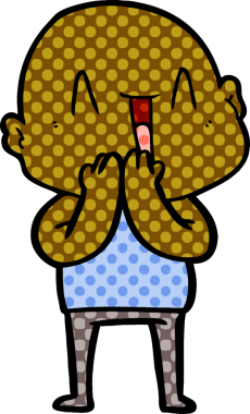 Bir insan tarafından çizilmiş mutlu, kel adam.