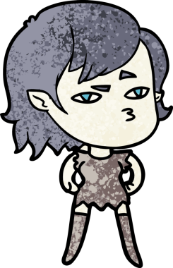 Bir insan tarafından çizilmiş vampir kız çizgi filmi.