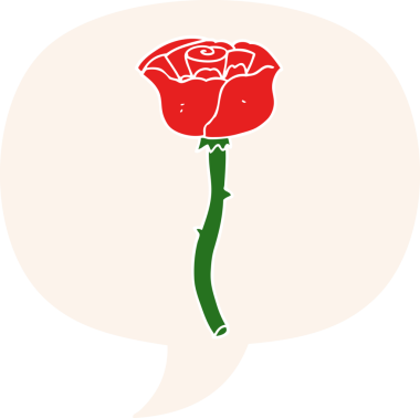 bir insan tarafından çizilmiş, konuşma baloncuklu karikatür çiçeği