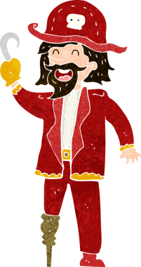 Bir insan tarafından çizilmiş korsan kaptan.