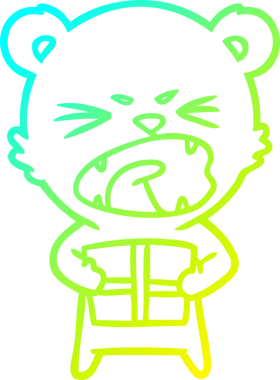 Bir insan tarafından çizilmiş kızgın çizgi film ayısının soğuk gradyan çizimi