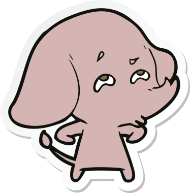 Bir insan tarafından çizilmiş karikatür filinin çıkartması.