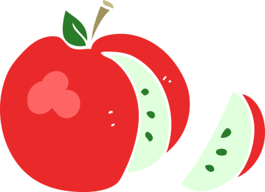 Bir insan tarafından çizilmiş elmanın düz renk çizimi