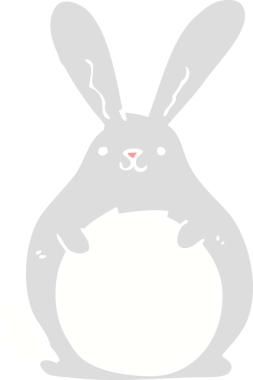 Bir insan tarafından çizilmiş düz renkli çizgi film tavşanı