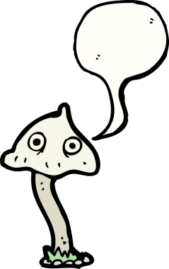 Bir insan tarafından çizilmiş konuşma baloncuklu mantar.