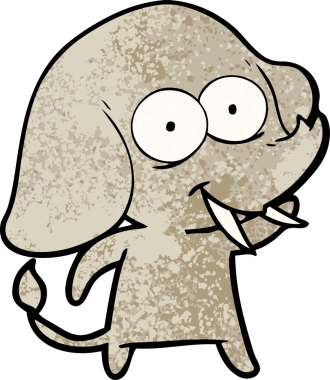 Bir insan tarafından çizilmiş mutlu bir fil.