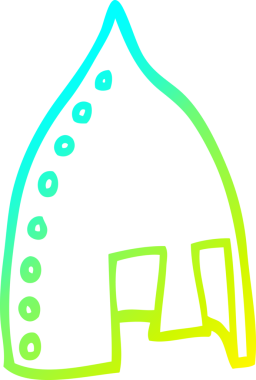 Bir insan tarafından çizilmiş bir Viking miğferinin soğuk çizgi çizimi.