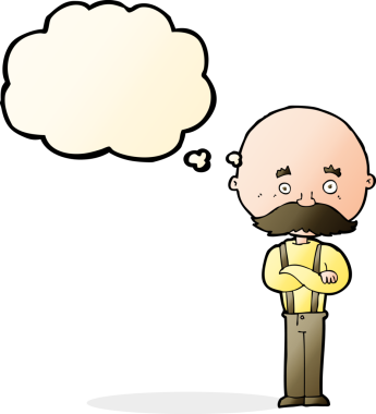 Bir insan tarafından çizilmiş düşünce kabarcığı olan karikatür büyükbaba.