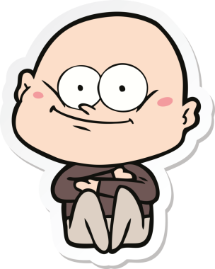 Bir insan tarafından çizilmiş kel bir adamın çıkartması.