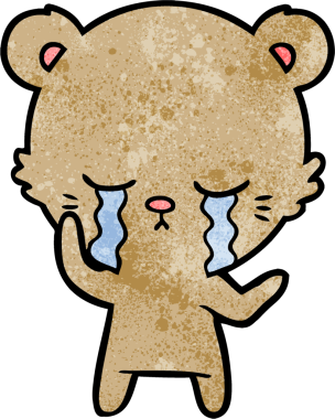 Bir insan tarafından çizilmiş ağlayan çizgi film ayısı.