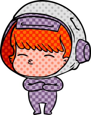 Bir insan tarafından çizilmiş meraklı astronot çizgi filmi.