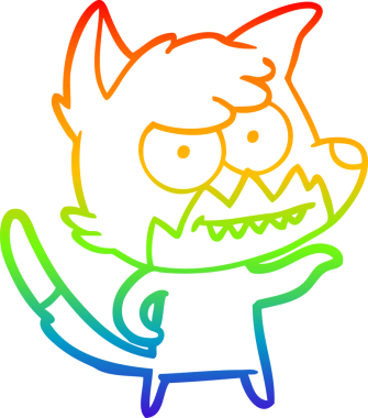 Bir insan tarafından çizilmiş sırıtan tilki çizgi çizimi.