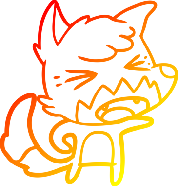 Bir insan tarafından çizilmiş kızgın bir tilkinin sıcak çizgi çizimi