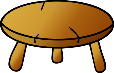 Bir insan tarafından çizilmiş ahşap bir taburenin el çizimi karikatürü.