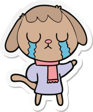 Bir insan tarafından çizilmiş şirin bir köpeğin çıkartması.