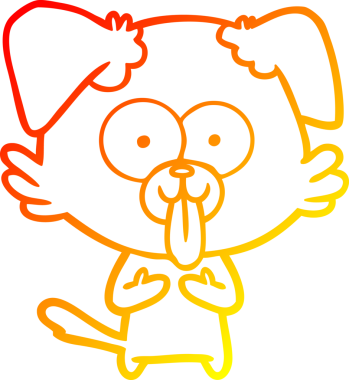 Bir insan tarafından çizilmiş dilli çizgi film köpeği çizimi.