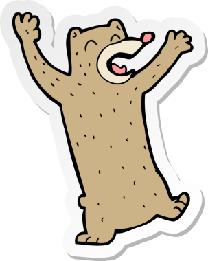 Bir insan tarafından çizilmiş çizgi film ayısının çıkartması.