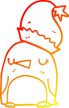 Bir insan tarafından çizilmiş şirin bir noel pengueninin sıcak gradyan çizimi