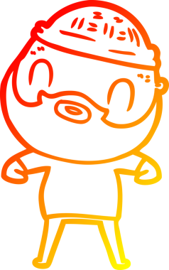 Bir insan tarafından çizilmiş sakallı bir adamın sıcak çizgi çizimi.