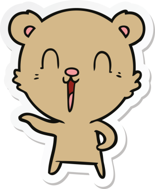 Bir insan tarafından çizilmiş mutlu çizgi film ayısının çıkartması.