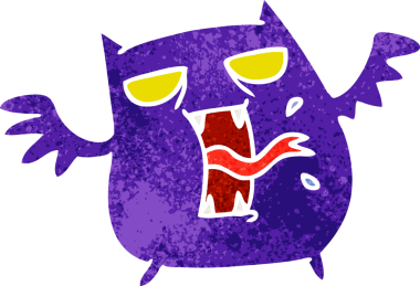 Bir insan tarafından çizilmiş sevimli korkutucu kawaii yarasasının serbest çizimi.