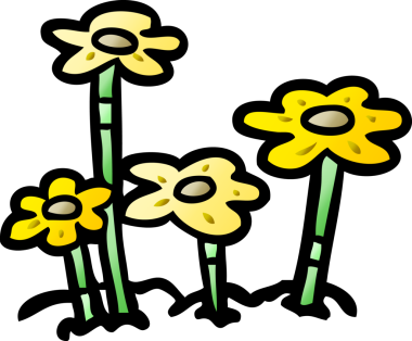 Bir insan tarafından çizilmiş karikatür çiçekleri