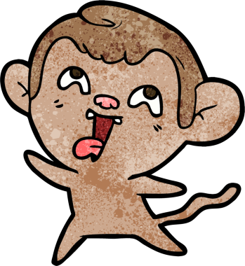 Bir insan tarafından çizilmiş çılgın çizgi film maymunu