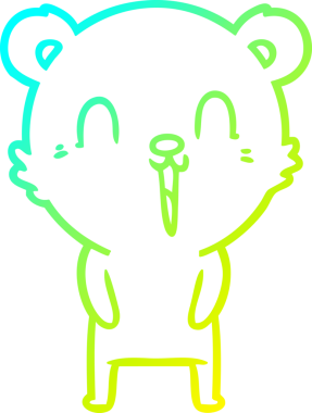 Bir insan tarafından çizilen mutlu çizgi film ayısının soğuk gradyan çizgisi.