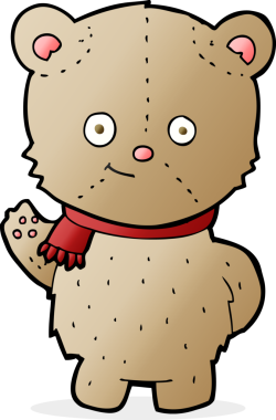 Bir insan tarafından çizilmiş oyuncak ayıyı sallayan çizgi film.