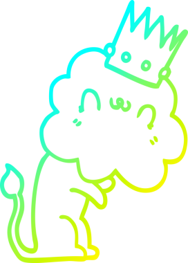 Bir insan tarafından çizilmiş tacı olan karikatür aslanı çizimi.