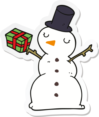 Bir insan tarafından çizilmiş bir kardan adamın çıkartması.