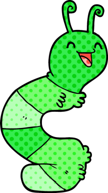 Bir insan tarafından çizilmiş mutlu bir tırtıl.