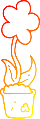 Bir insan tarafından çizilmiş sevimli bir karikatür çiçeğinin sıcak çizgi çizimi