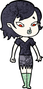 Bir insan tarafından çizilmiş şirin vampir kız çizgi filmi.