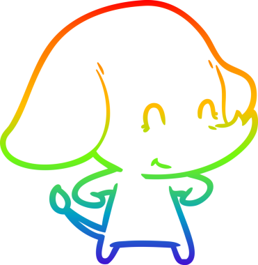 Gökkuşağı gradyan çizgisi bir insan tarafından çizilmiş şirin bir fil çizimi