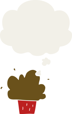 Düşünce baloncuğu olan, insan tarafından çizilmiş bir kek.