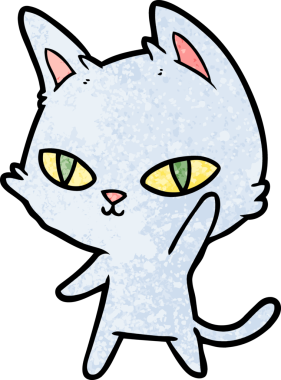 Bir insan tarafından çizilen çizgi film kedisi.