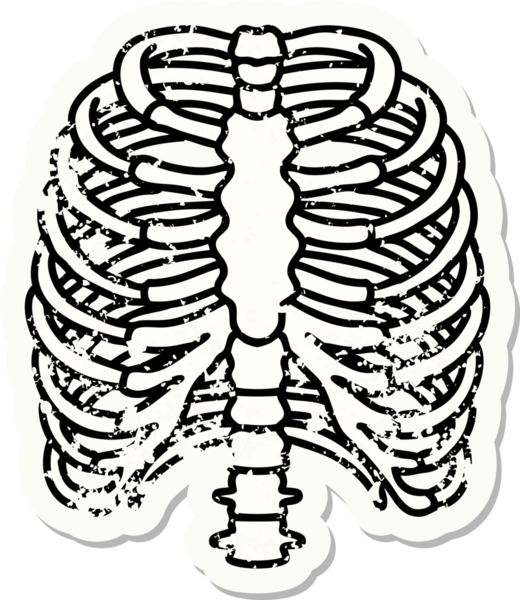Bir insan tarafından çizilmiş geleneksel bir göğüs kafesi stili dövmesi.
