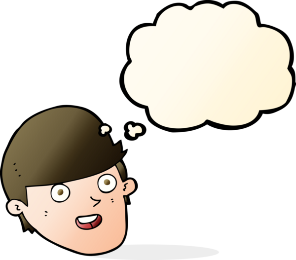 Düşünce baloncuğu çizen koca çeneli çizgi film adamı.