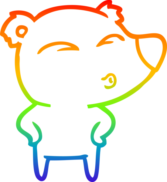 gökkuşağı gradyan çizgi çizimi bir insan tarafından çizilmiş bir karikatür ıslık ayı