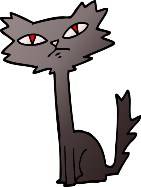 vektör gradyan çizim karikatürü bir insan tarafından çizilmiş cadılar bayramı kara kedi