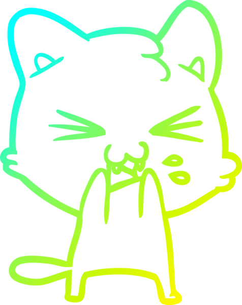 Bir insan tarafından çizilen çizgi film kedisinin soğuk gradyan çizimi