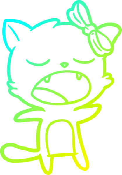 Bir insan tarafından çizilmiş şarkı söyleyen bir çizgi film kedisinin soğuk eğimli çizimi