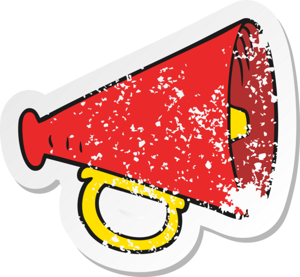 Bir insan tarafından çizilmiş bir çizgi film hoparlörünün gerilimli çıkartması.