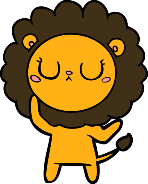 Bir insan tarafından çizilmiş çizgi film aslanı.