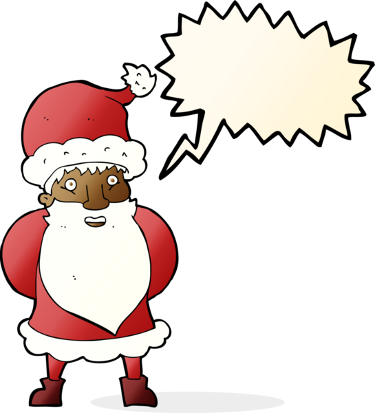 Bir insan tarafından çizilmiş konuşma balonlu Noel Baba çizgi filmi.