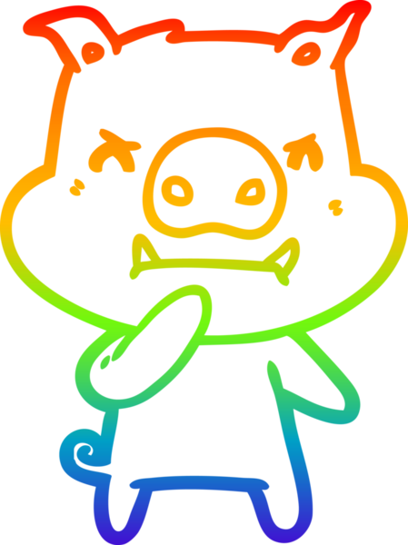 Bir insan tarafından çizilmiş kızgın çizgi film domuzu çizimi.